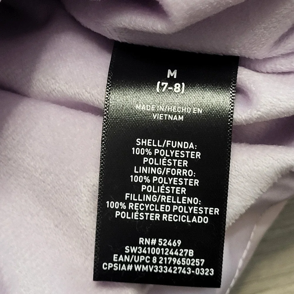 Kids Swiss Tech Puffer Jacket Light Lavender Hooded Zip Up Girls sz‎ M 7-8 Years